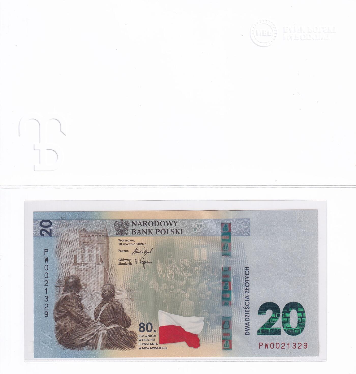 全球纪念钞专场，全部原装册，全新UNC， 【原装册】欧洲-波兰-2024年-华沙起义爆发80周年-纪念钞-无47