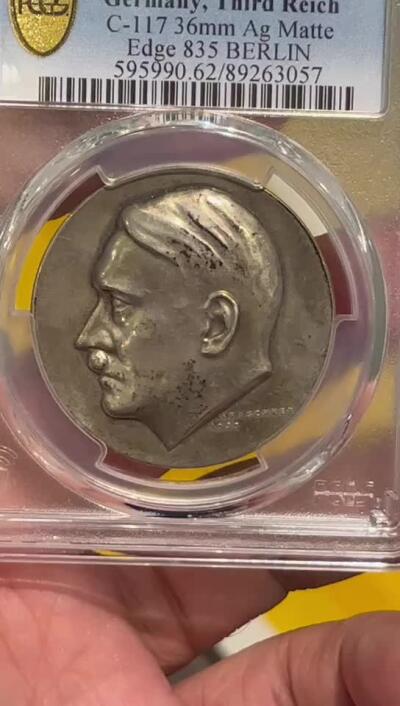 PCGS-SP62 1939德国小湖60大寿银章 包浆