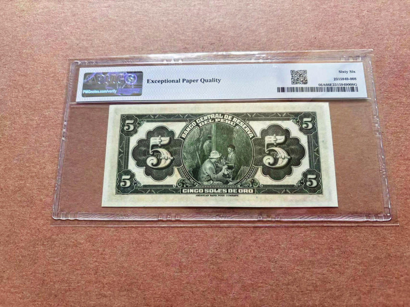 【Blue Auction】✨世界纸币精拍第551期【精】 【无47 实钞】秘鲁 1941-47年5索尔 PMG66EPQ 