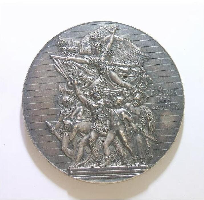 法国1888年凯旋门浮雕拿破仑出征高浮雕精制超大镀银章68MM 137克