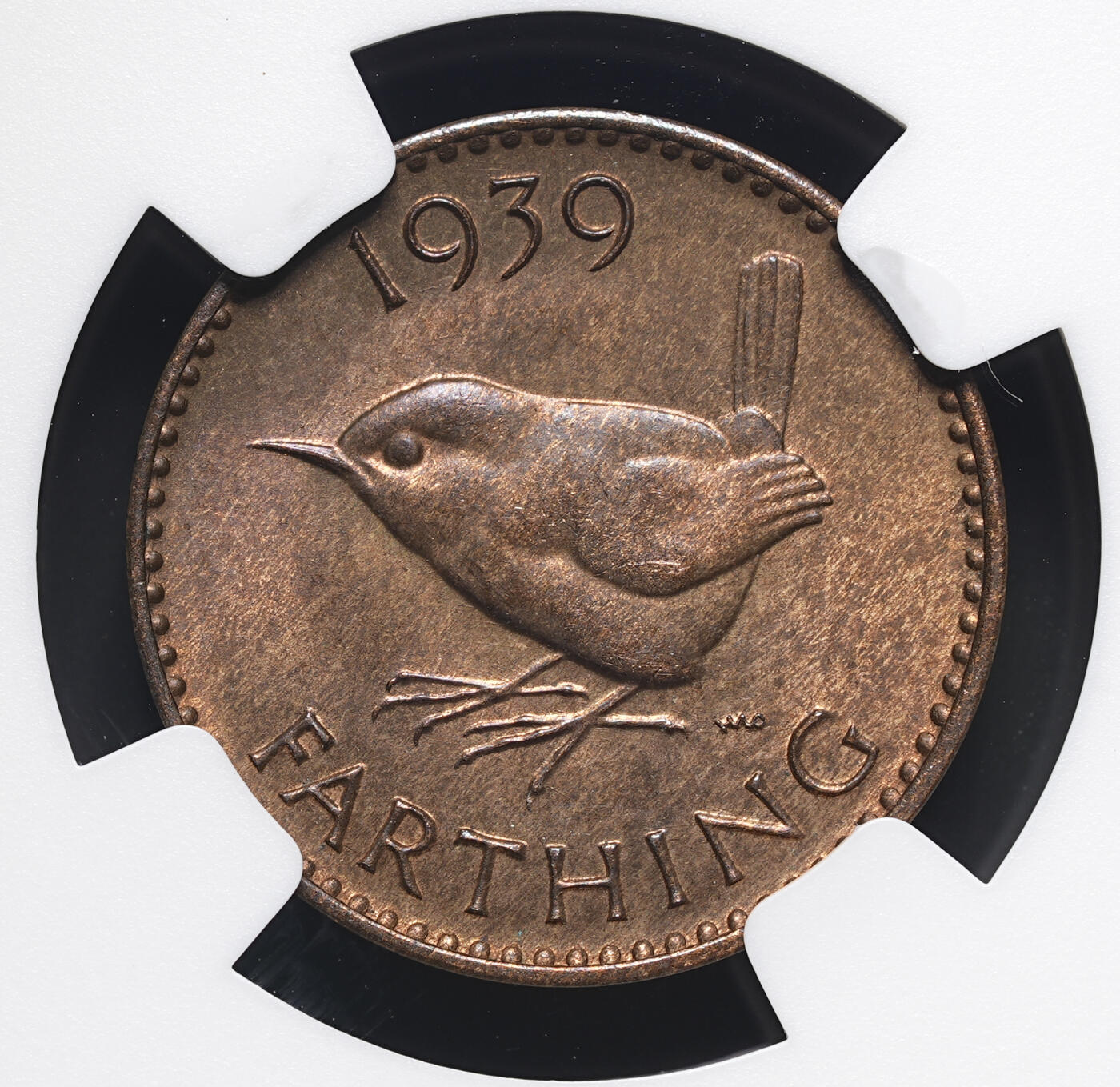 修遠堂世界钱币第四十一期 全场包邮 NGC MS64RB 1939年英国1法新铜币