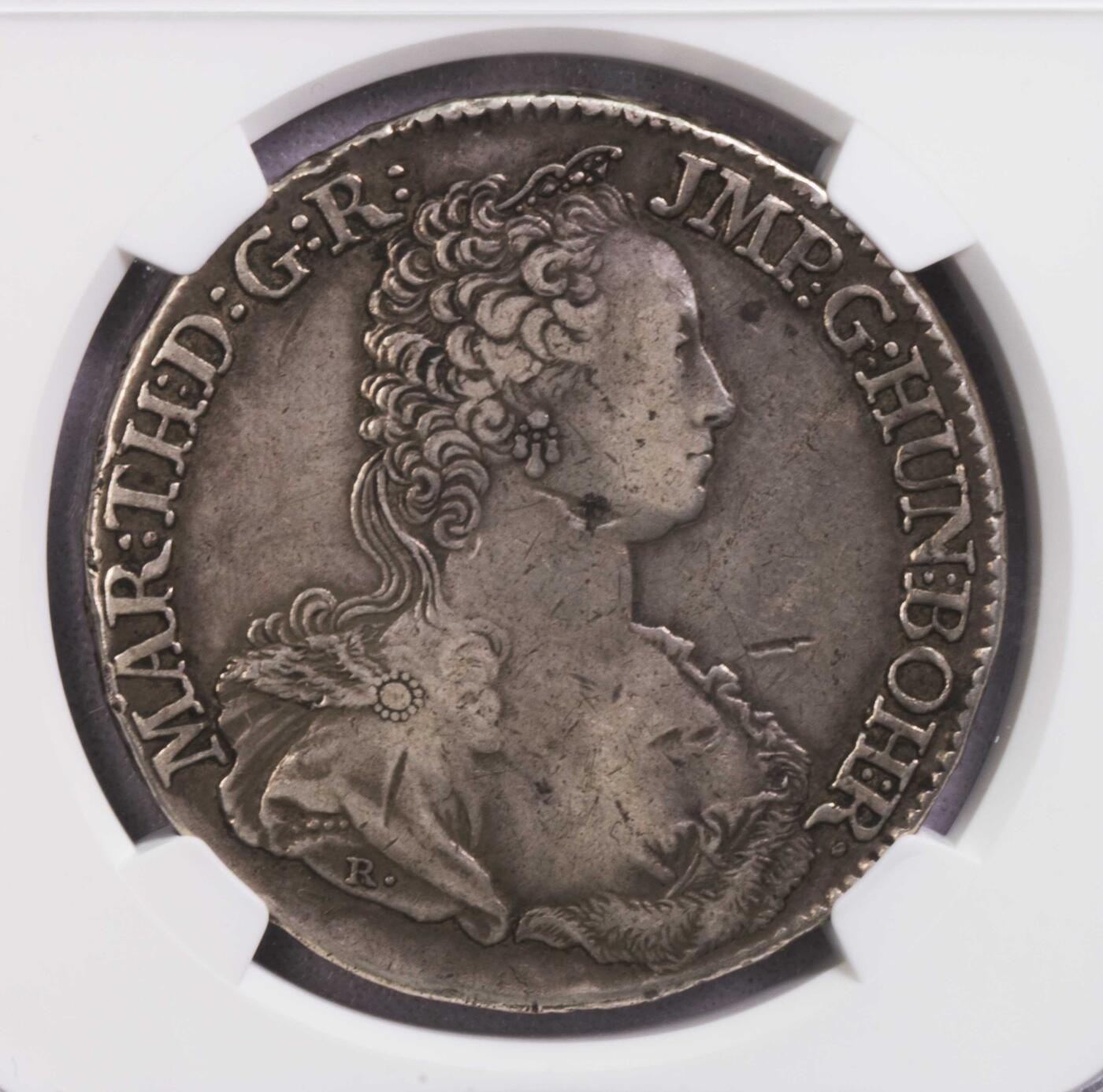 NGC-VF35 1750奥属尼德兰安特卫普1杜卡通大银币 原味