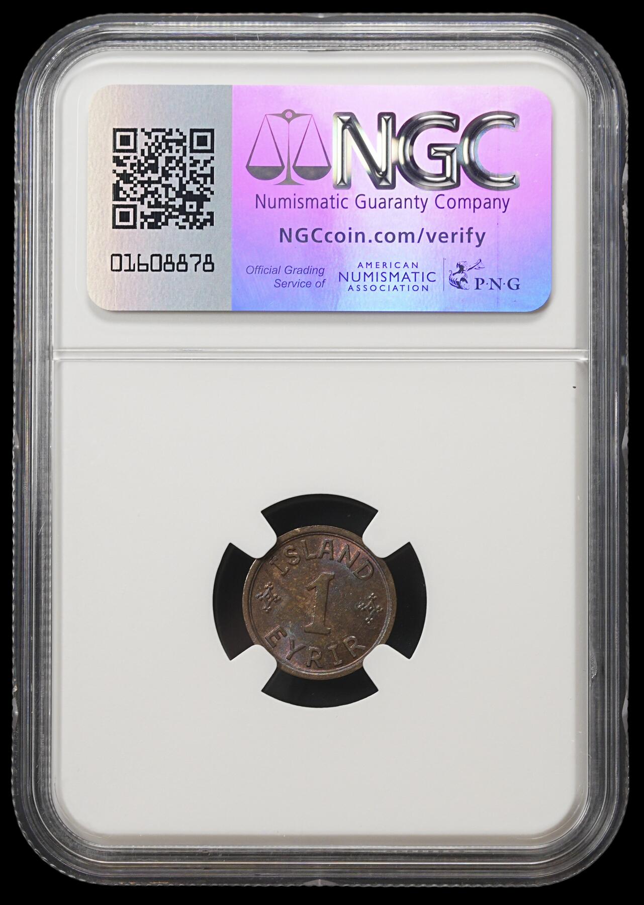 修遠堂世界钱币第四十一期 全场包邮 NGC MS63BN 1940年冰岛1奥拉铜币