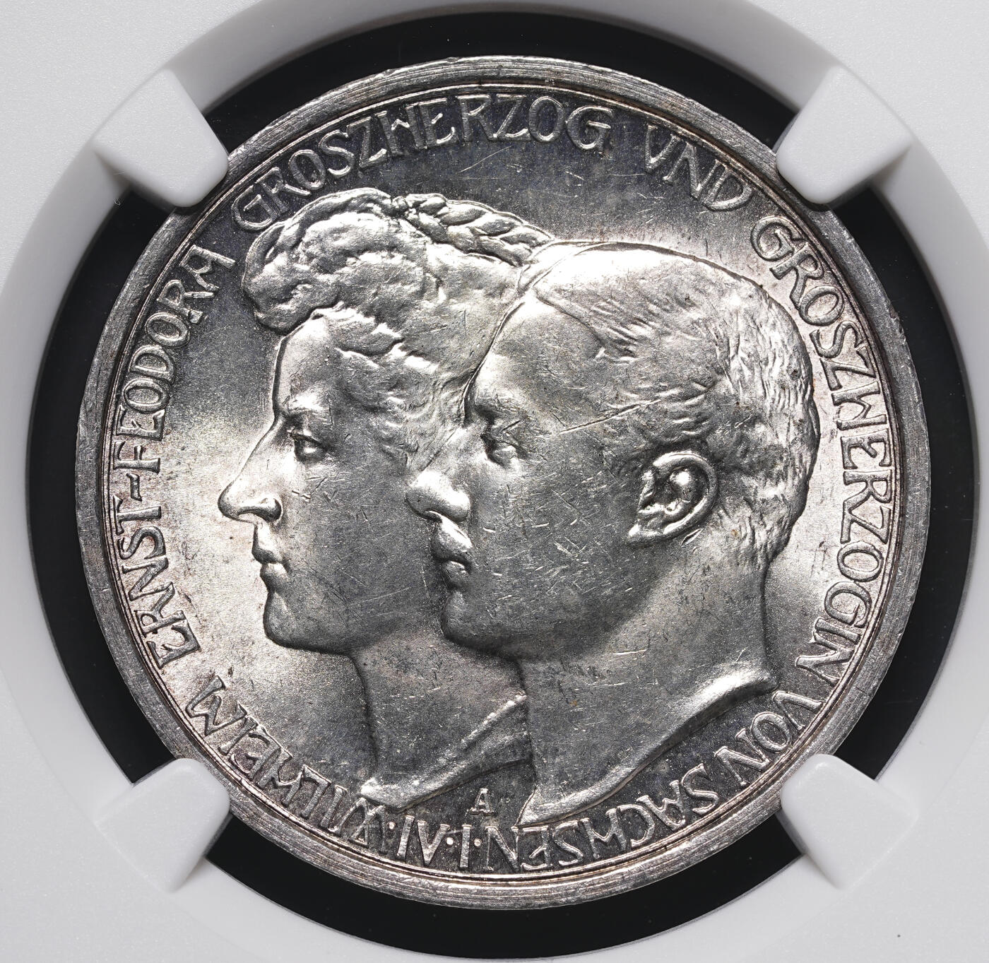 修遠堂世界钱币第四十一期 全场包邮 NGC MS64 1910年萨克森-魏玛-艾森纳赫大公结婚纪念3马克银币