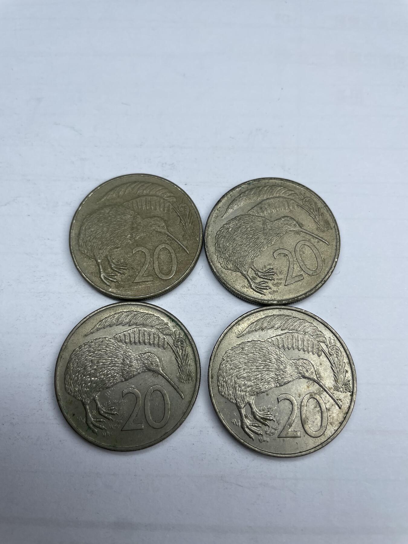 每日一拍，2024年集古藏今外币拍卖第十五期-第8场—（总第148拍），可以寄存60天，满160元包邮。 新西兰20分4枚