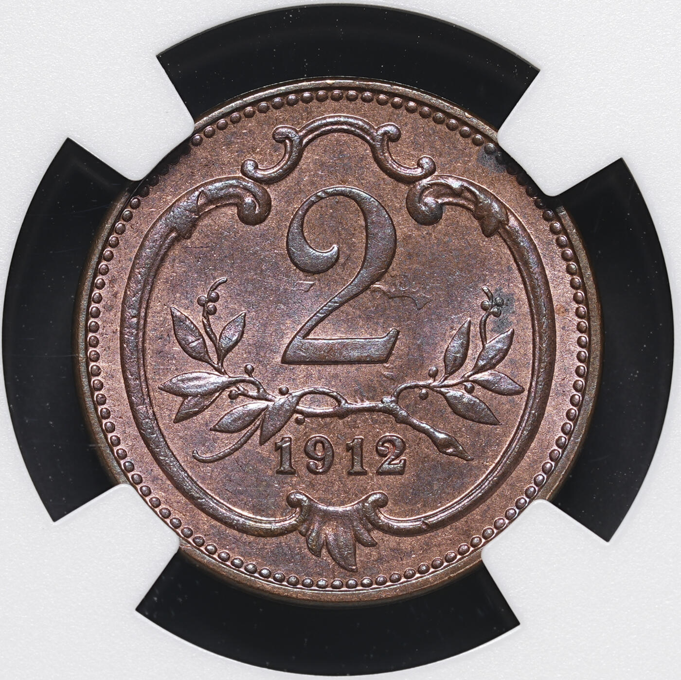 修遠堂世界钱币第四十一期 全场包邮 NGC MS64BN 1912年奥匈帝国2Heller 铜币