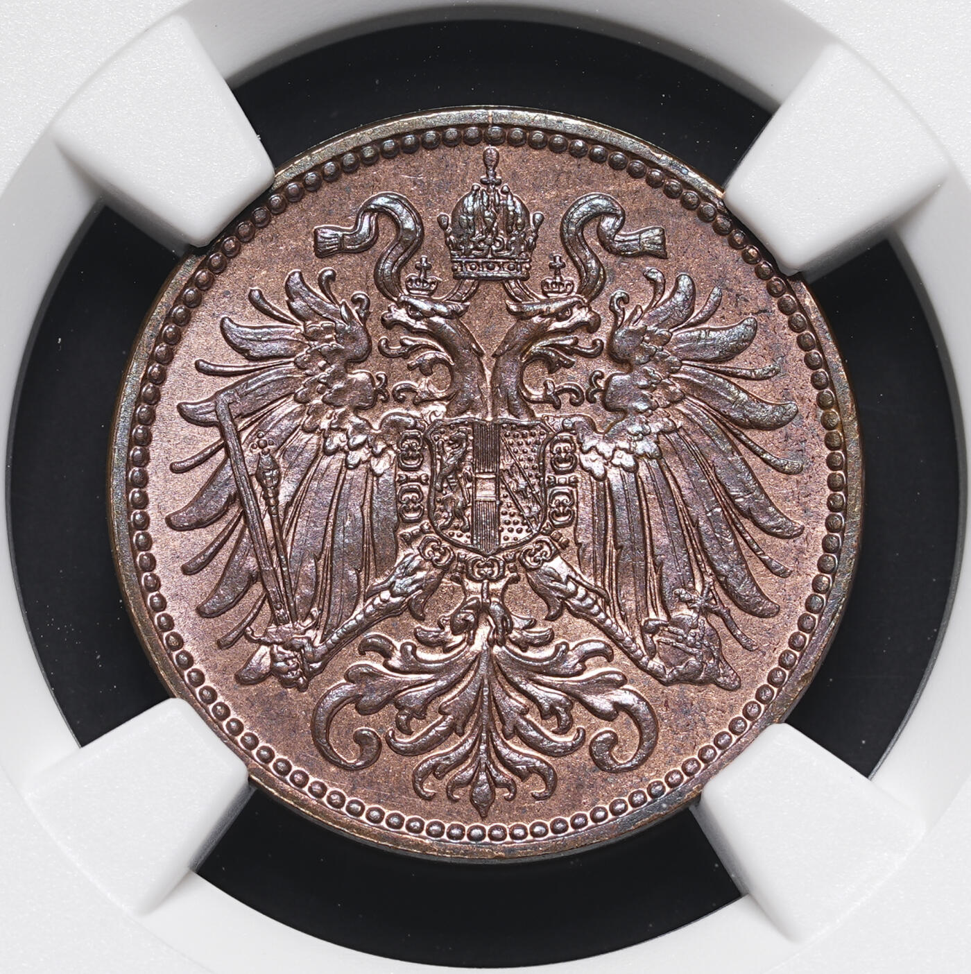 修遠堂世界钱币第四十一期 全场包邮 NGC MS64BN 1912年奥匈帝国2Heller 铜币
