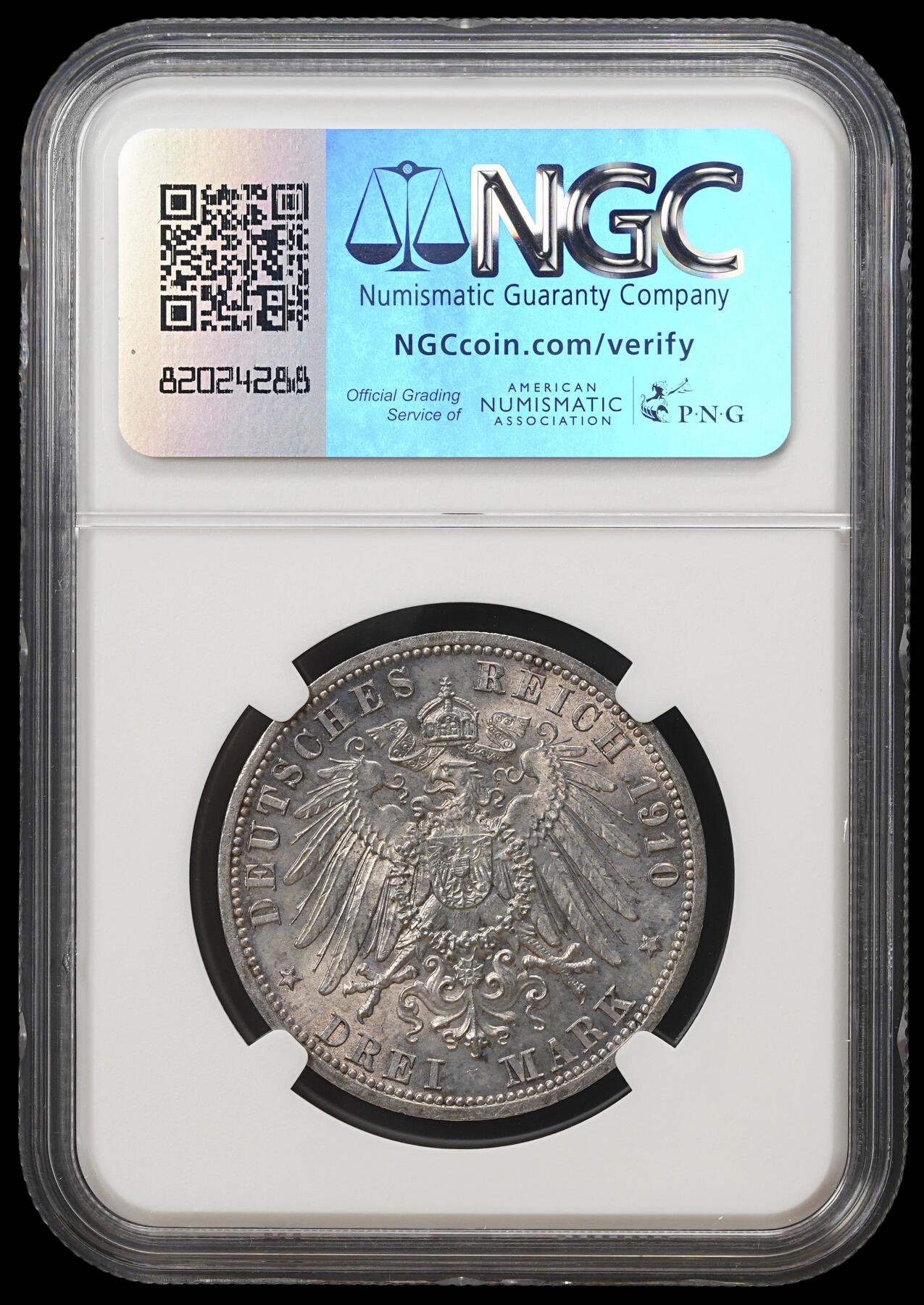 修遠堂世界钱币第四十一期 全场包邮 NGC MS64 1910年萨克森-魏玛-艾森纳赫大公结婚纪念3马克银币
