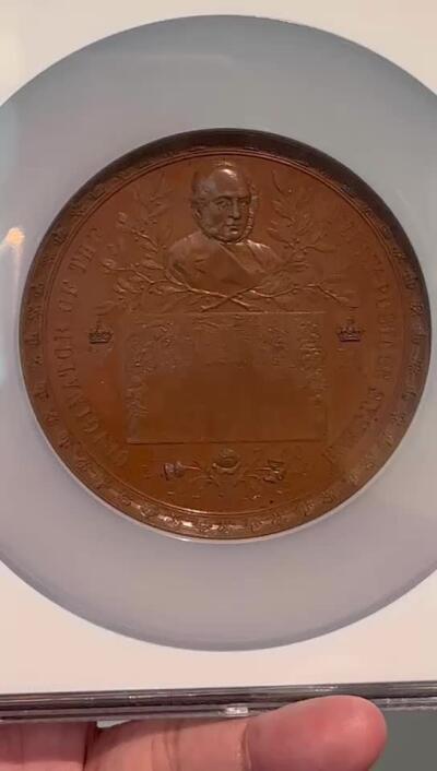 NGC-MS64BN 1890英国邮政50周年大铜章巧克力状态