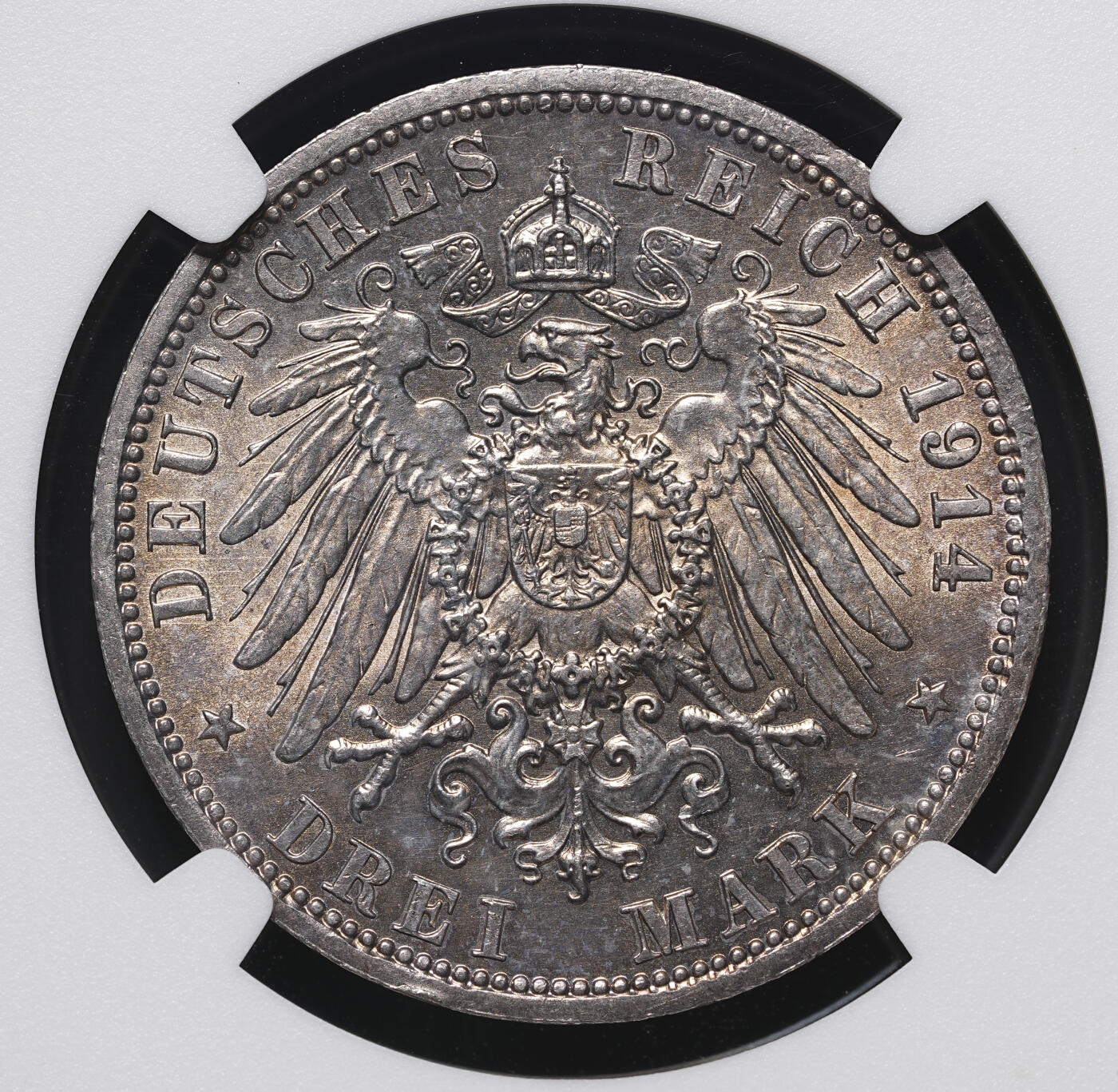 修遠堂世界钱币第四十一期 全场包邮 NGC MS63 1914年安哈尔特-德绍公国大公银婚纪念3马克银币