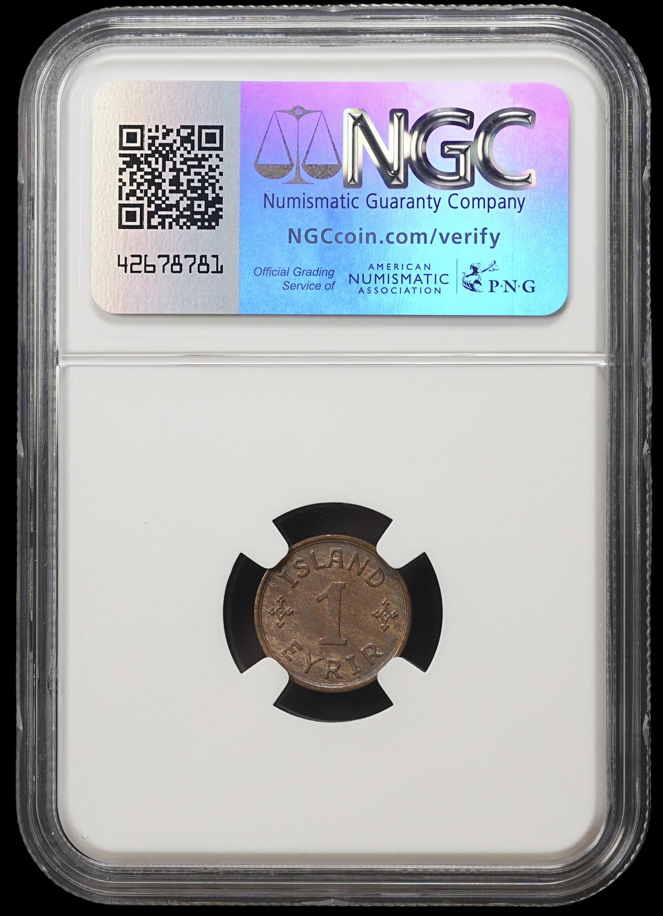 修遠堂世界钱币第四十一期 全场包邮 NGC MS63BN 1939年冰岛1奥拉铜币