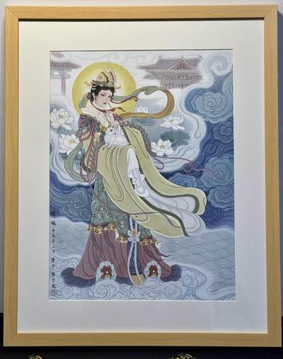 2024天津闹海荟ACGN专场精品拍卖 - 《嫦娥》 画家：非严，已装裱 尺寸：外框 42cm*52cm，内框 28cm*38cm