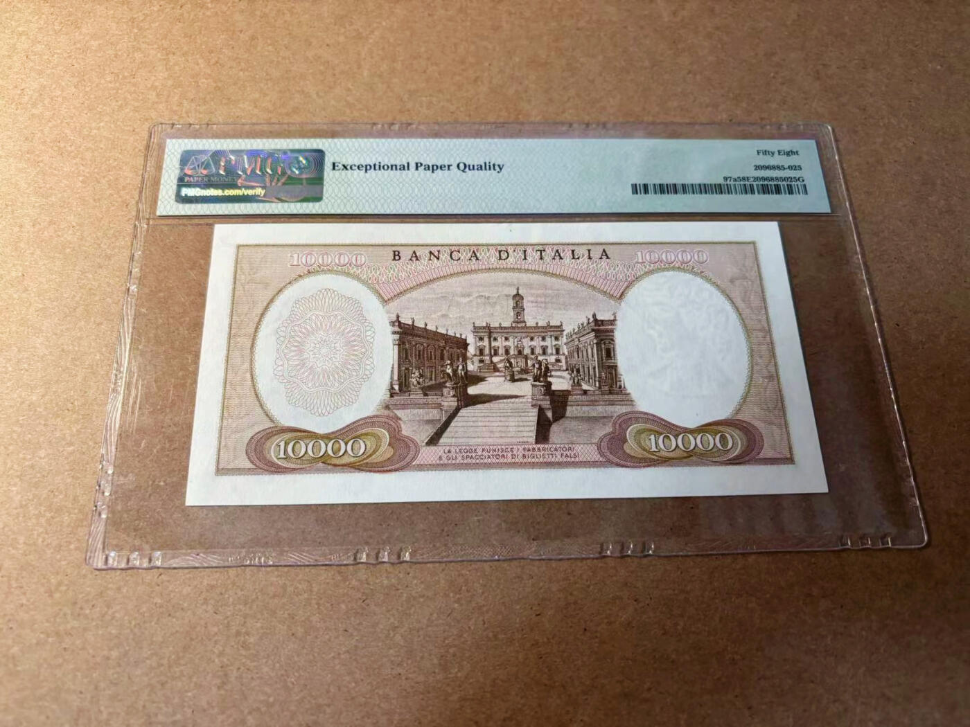 【Blue Auction】✨世界纸币精拍第552期【精】 【a版】意大利 1962年10000里拉 米开朗基罗 PMG58EPQ 