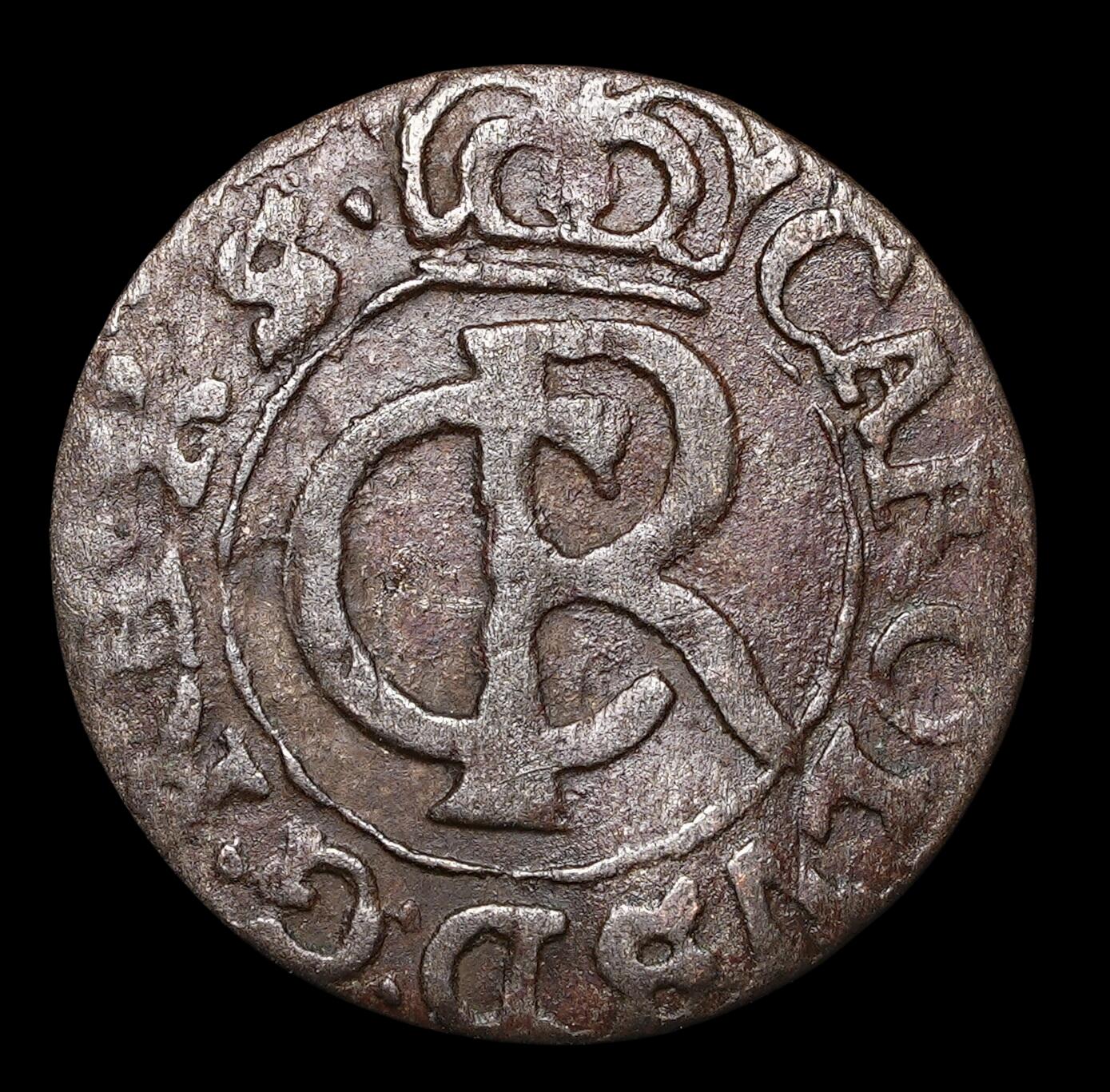 修遠堂世界钱币第四十一期 全场包邮 1662年瑞典卡尔十一世统治利沃尼亚时期1Solidus打制币 0.49g
