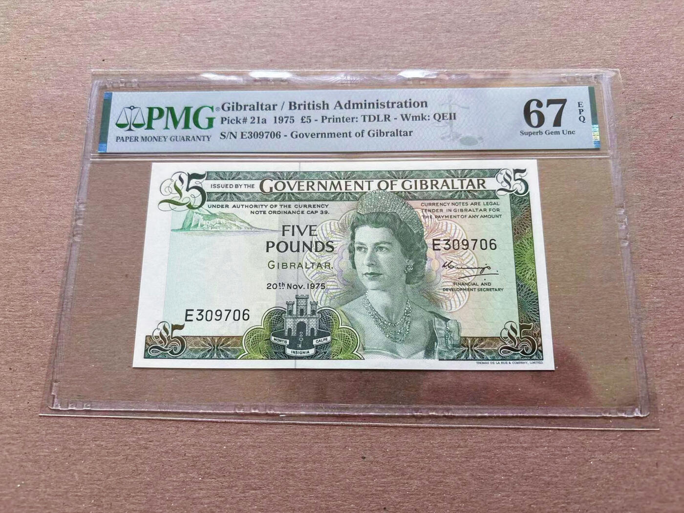 【Blue Auction】✨世界纸币精拍第552期【精】 直布罗陀 1975年5镑 PMG67EPQ 高分
