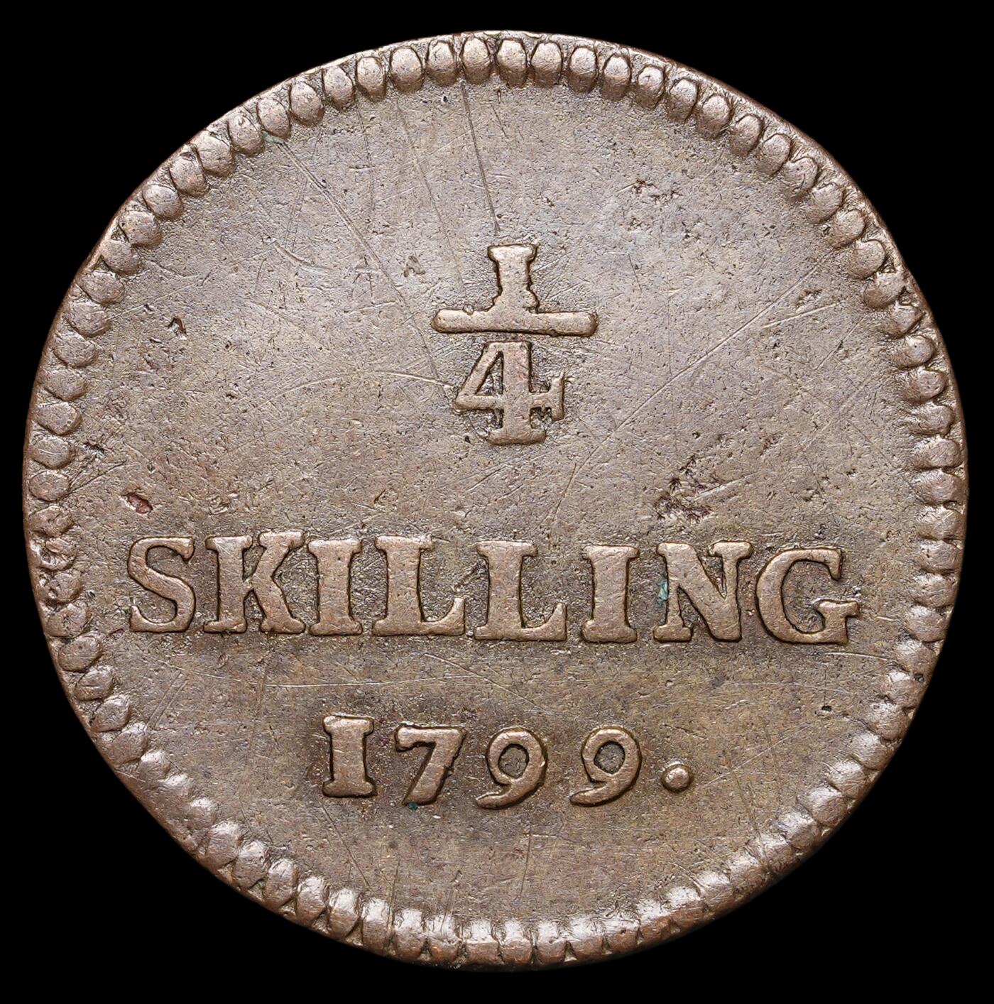 修遠堂世界钱币第四十一期 全场包邮 1799年瑞典1/4 SKILLING铜币 2.86g