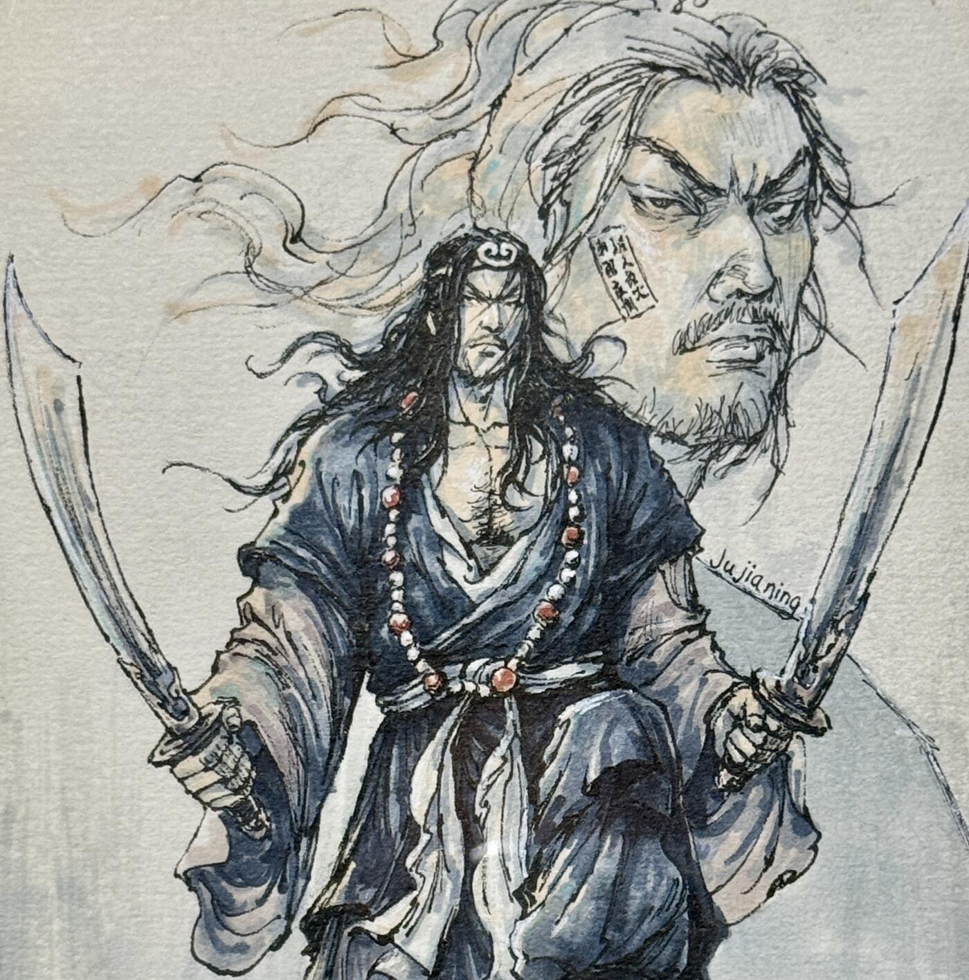 2024天津闹海荟ACGN专场精品拍卖 《人间太岁神》 画家：鞠嘉宁，已装裱 尺寸：外框 21.5cm*30cm，内框 12cm*21cm