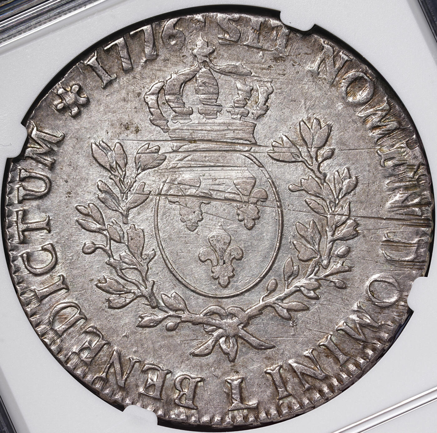 修遠堂世界钱币第四十一期 全场包邮 NGC XF45 1776年法国1埃居大银币 路易十六 L厂铭