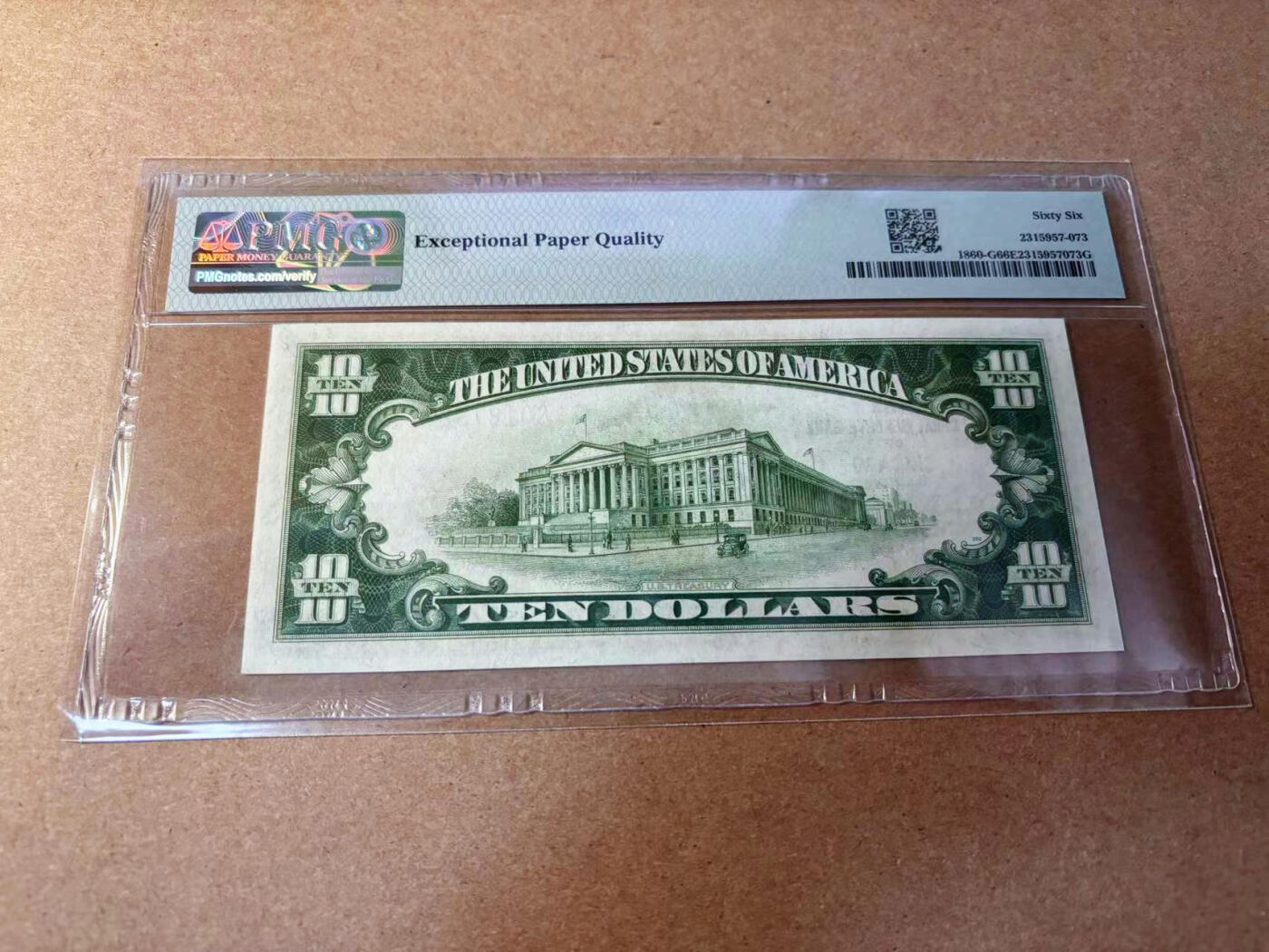 【Blue Auction】✨世界纸币精拍第552期【精】 美国 1929年 芝加哥版 10美金 PMG66EPQ 国民券