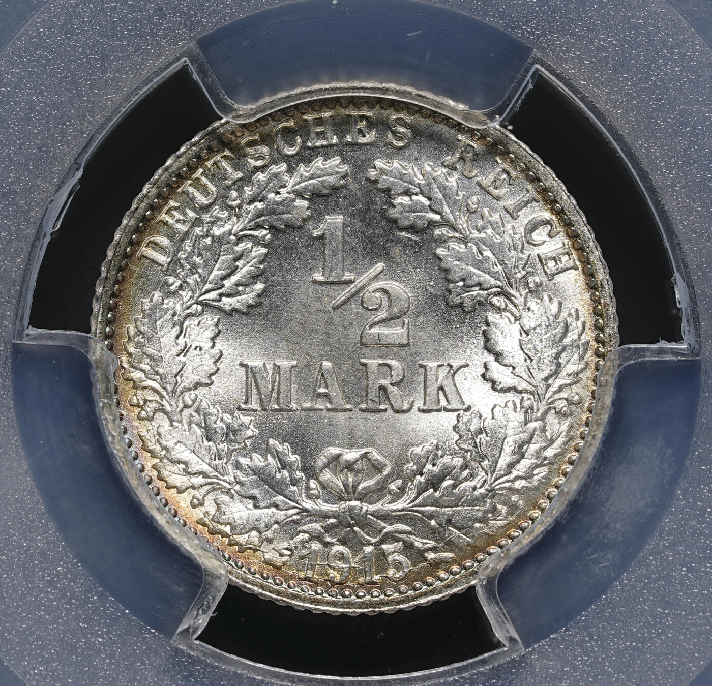修遠堂世界钱币第四十一期 全场包邮 PCGS MS68 1915年德国1/2马克银币 68分老币天花板级别分数 更有环彩加持 收藏级佳品