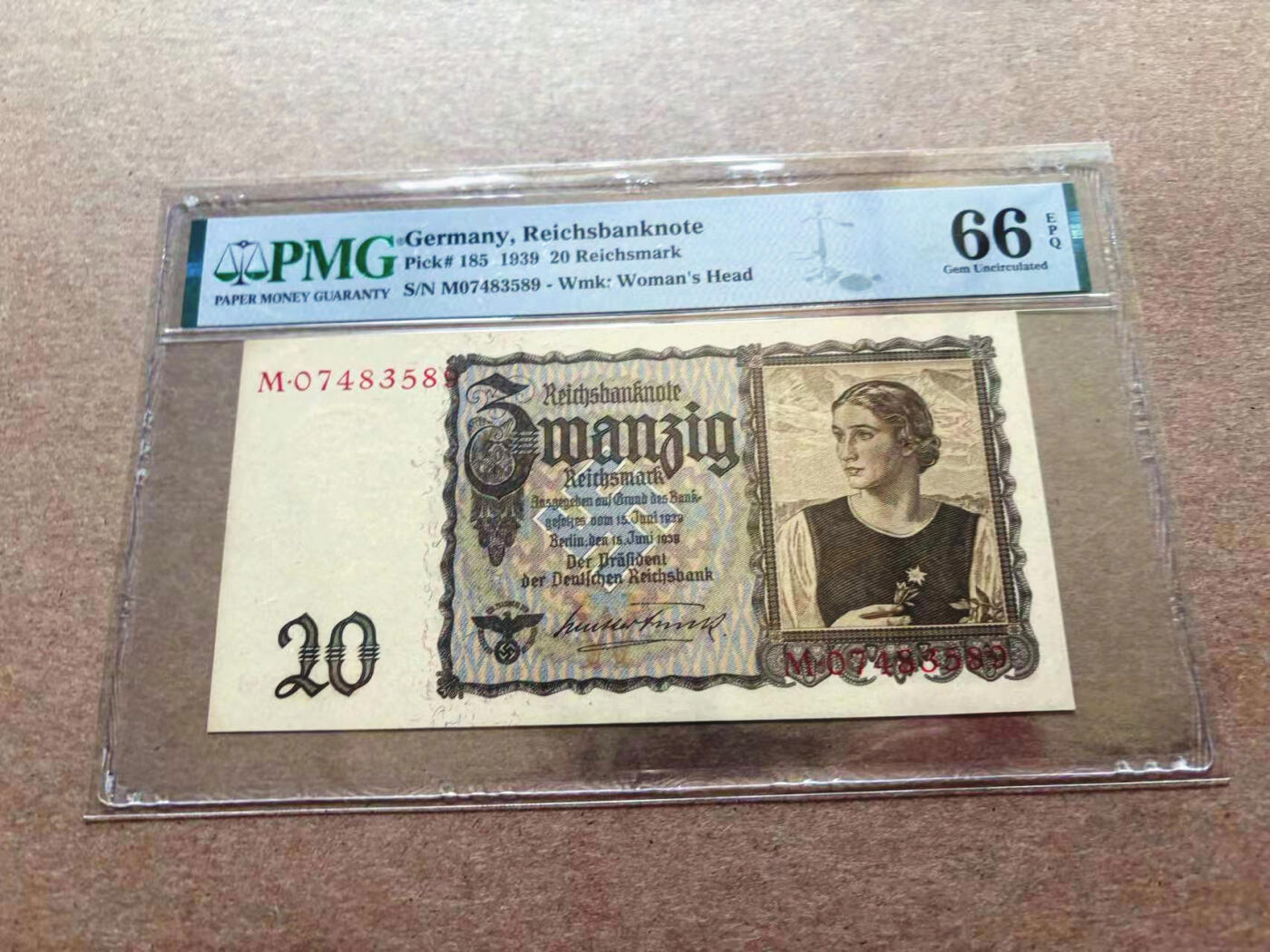 【Blue Auction】✨世界纸币精拍第552期【精】 德国 1939年20马克 PMG66EPQ 设计精美