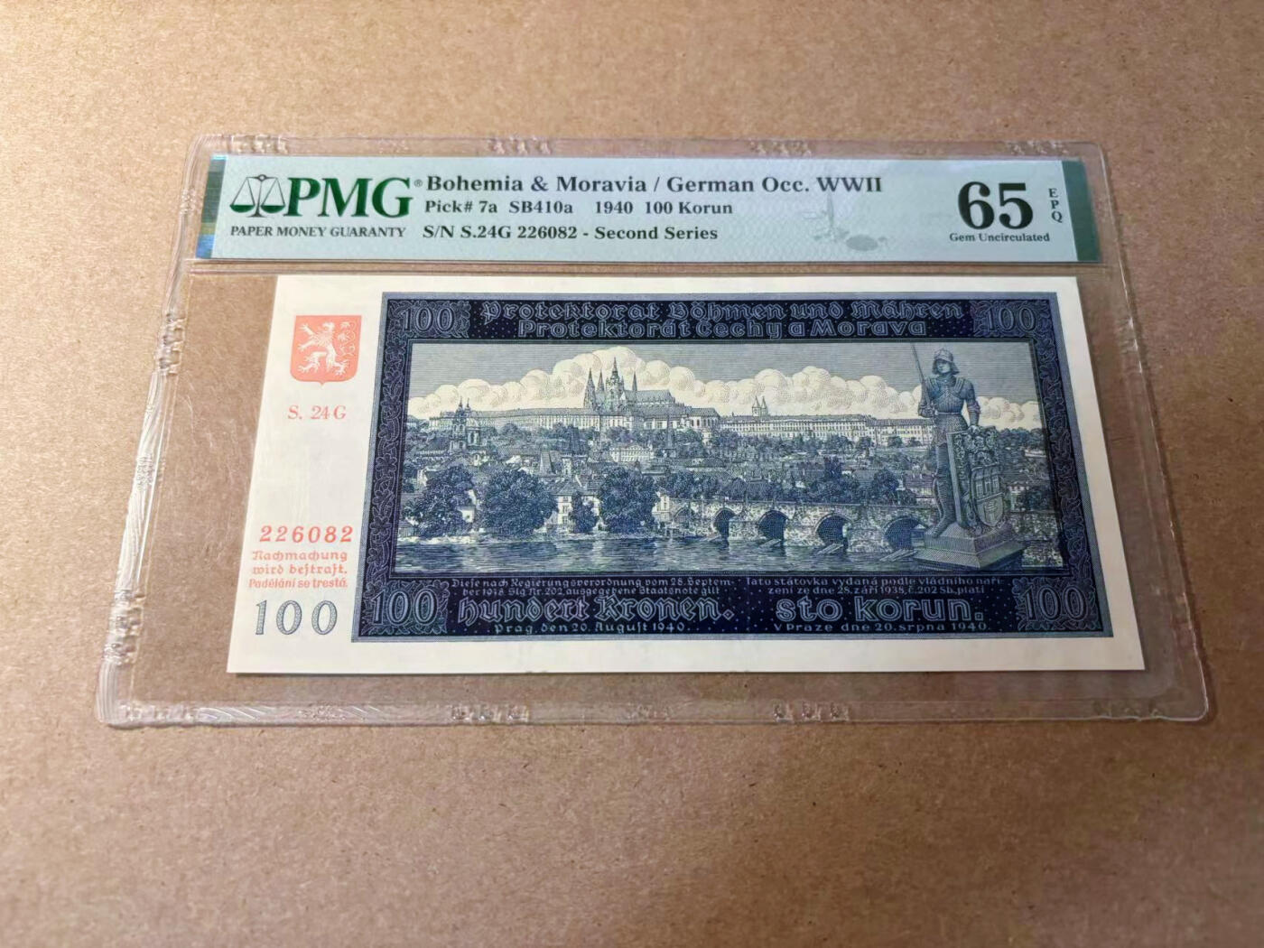 【Blue Auction】✨世界纸币精拍第552期【精】 【实钞】波西米亚 1940年100克朗 PMG65EPQ 大场景