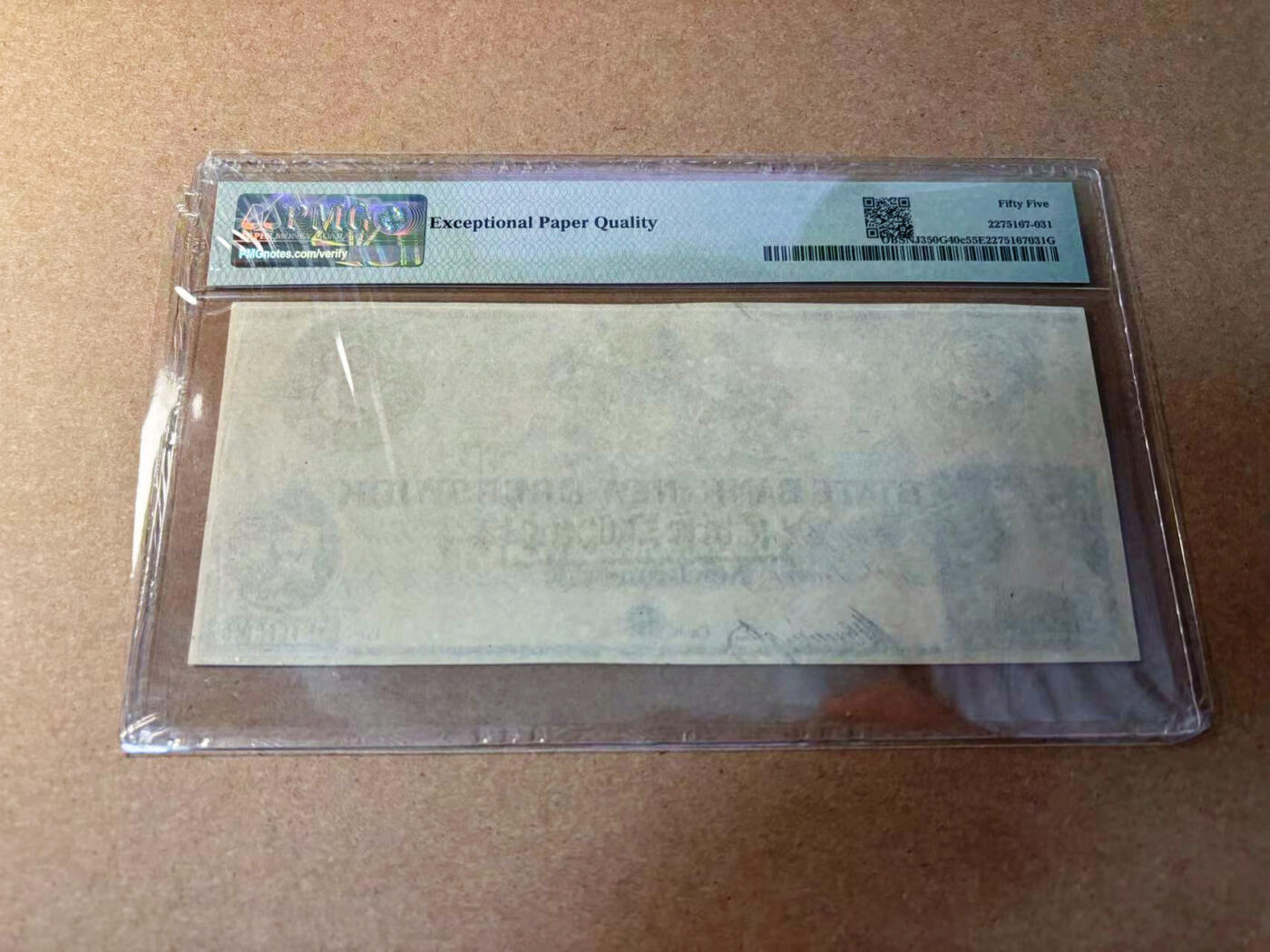 【Blue Auction】✨世界纸币精拍第552期【精】 【带签名】美国 新泽西州 1860年代3美金 PMG55EPQ 原票 