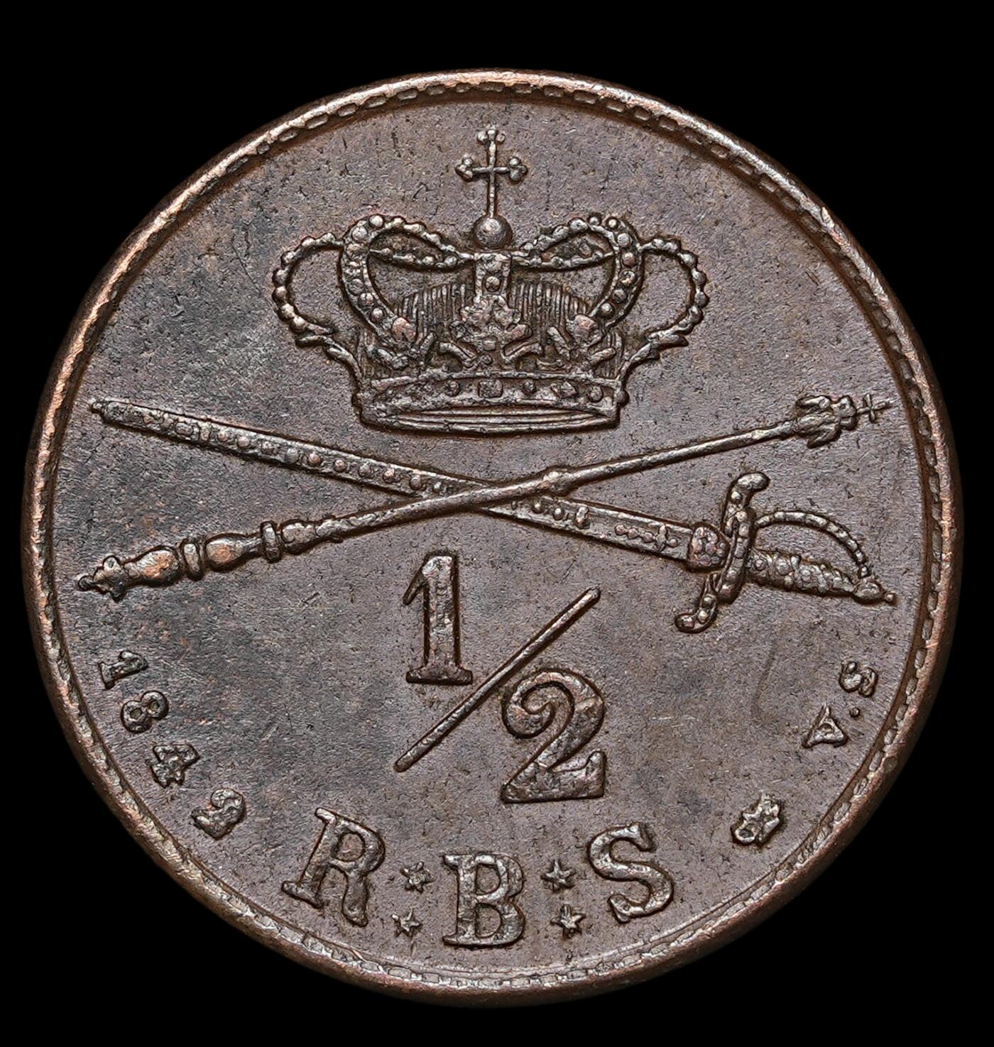 修遠堂世界钱币第四十一期 全场包邮 1842年丹麦1/2 rigsbankskilling铜币