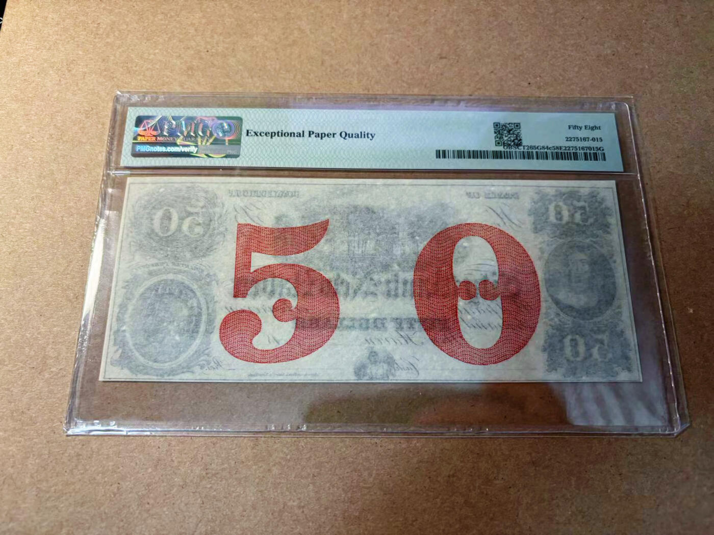 【Blue Auction】✨世界纸币精拍第552期【精】 美国 康涅狄格州 1860年代50美金 PMG58EPQ 原票 