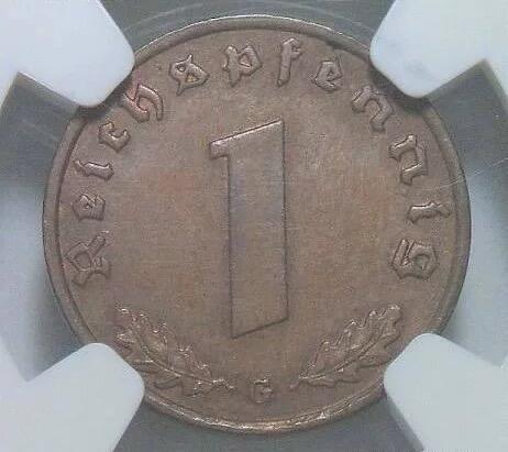 稀年 NGC MS62 德国第三帝国1936年G版1芬尼 难得原光