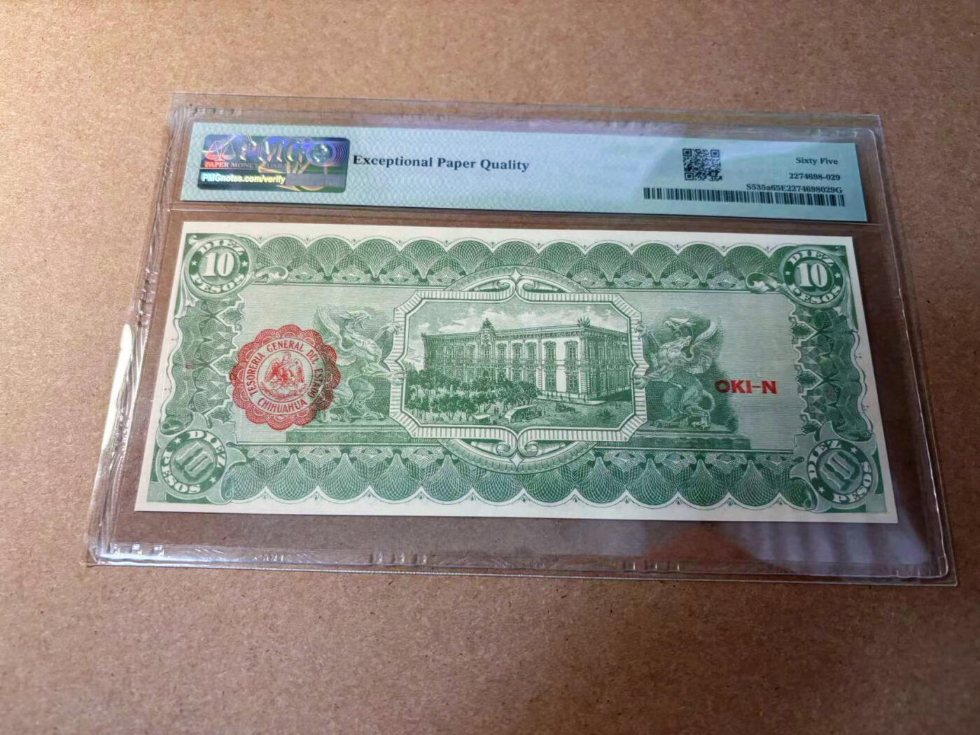 【Blue Auction】✨世界纸币精拍第552期【精】 墨西哥 1915年10比索 PMG65EPQ 
