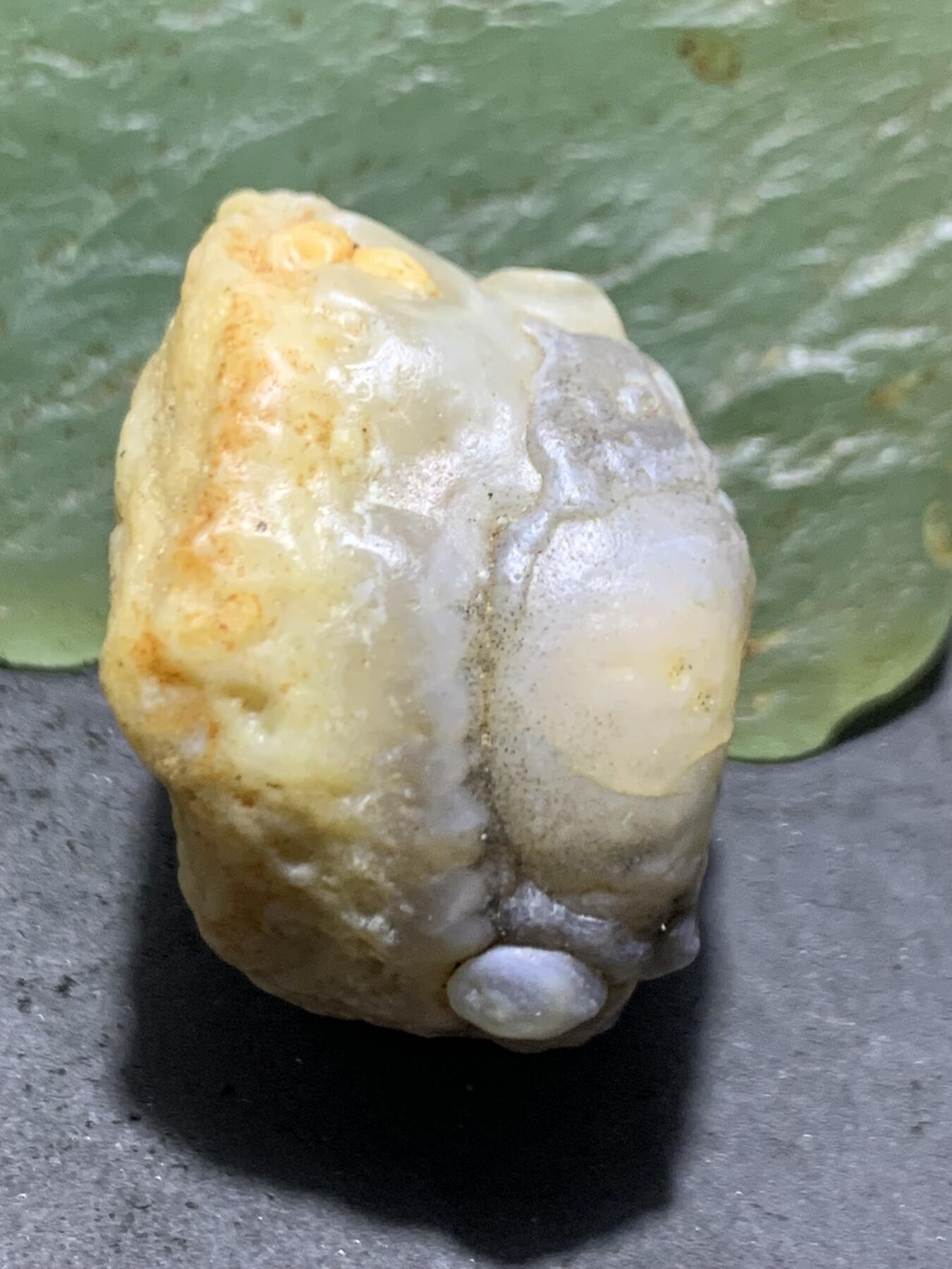 放福利！精美罕见天然高玉化白皮糖心料阿拉善籽纹筋脉玛瑙原石一颗，