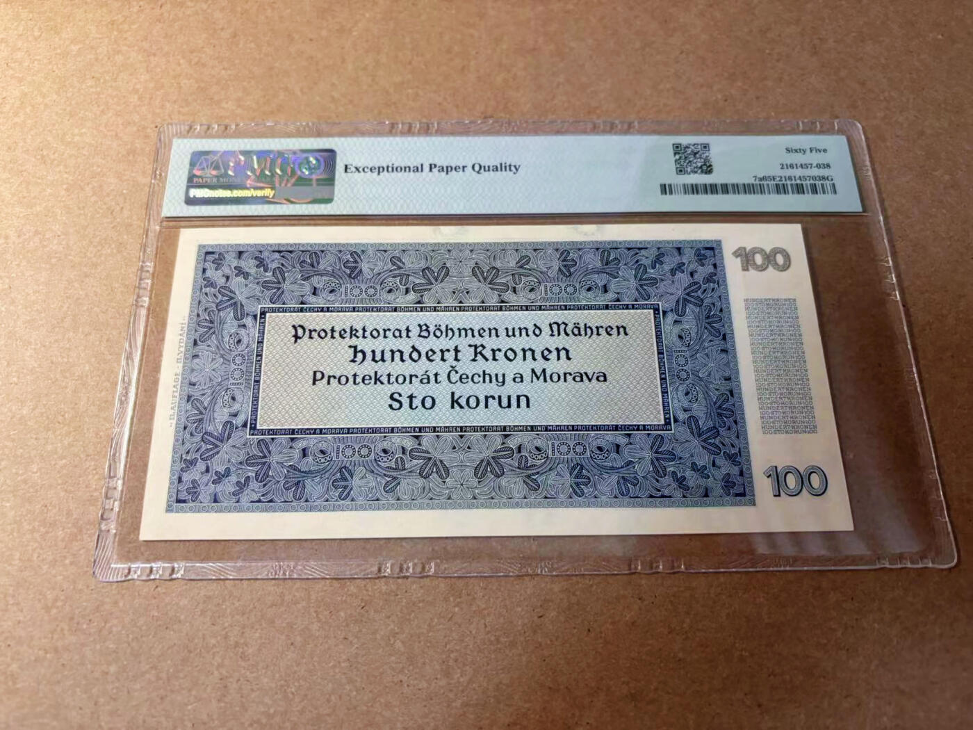 【Blue Auction】✨世界纸币精拍第552期【精】 【实钞】波西米亚 1940年100克朗 PMG65EPQ 大场景