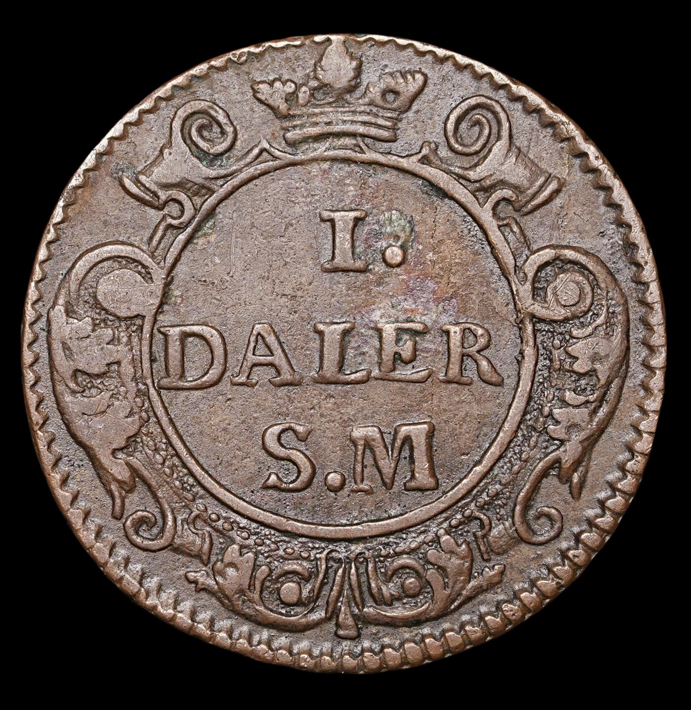 修遠堂世界钱币第四十一期 全场包邮 1718年瑞典紧急时期1 DALER铜币 4.86g