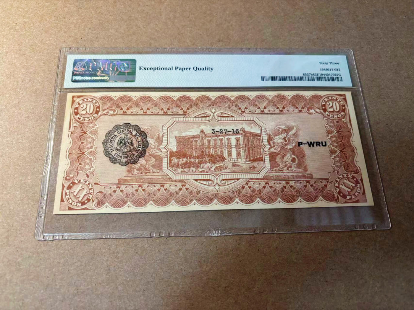 【Blue Auction】✨世界纸币精拍第552期【精】 墨西哥 1915年20比索 PMG63EPQ 
