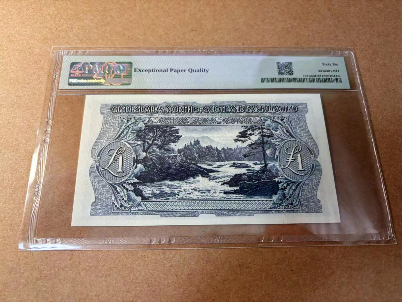【Blue Auction】✨世界纸币精拍第552期【精】 苏格兰 1950-56年1镑 PMG66EPQ 多场景风景雕刻非常唯美