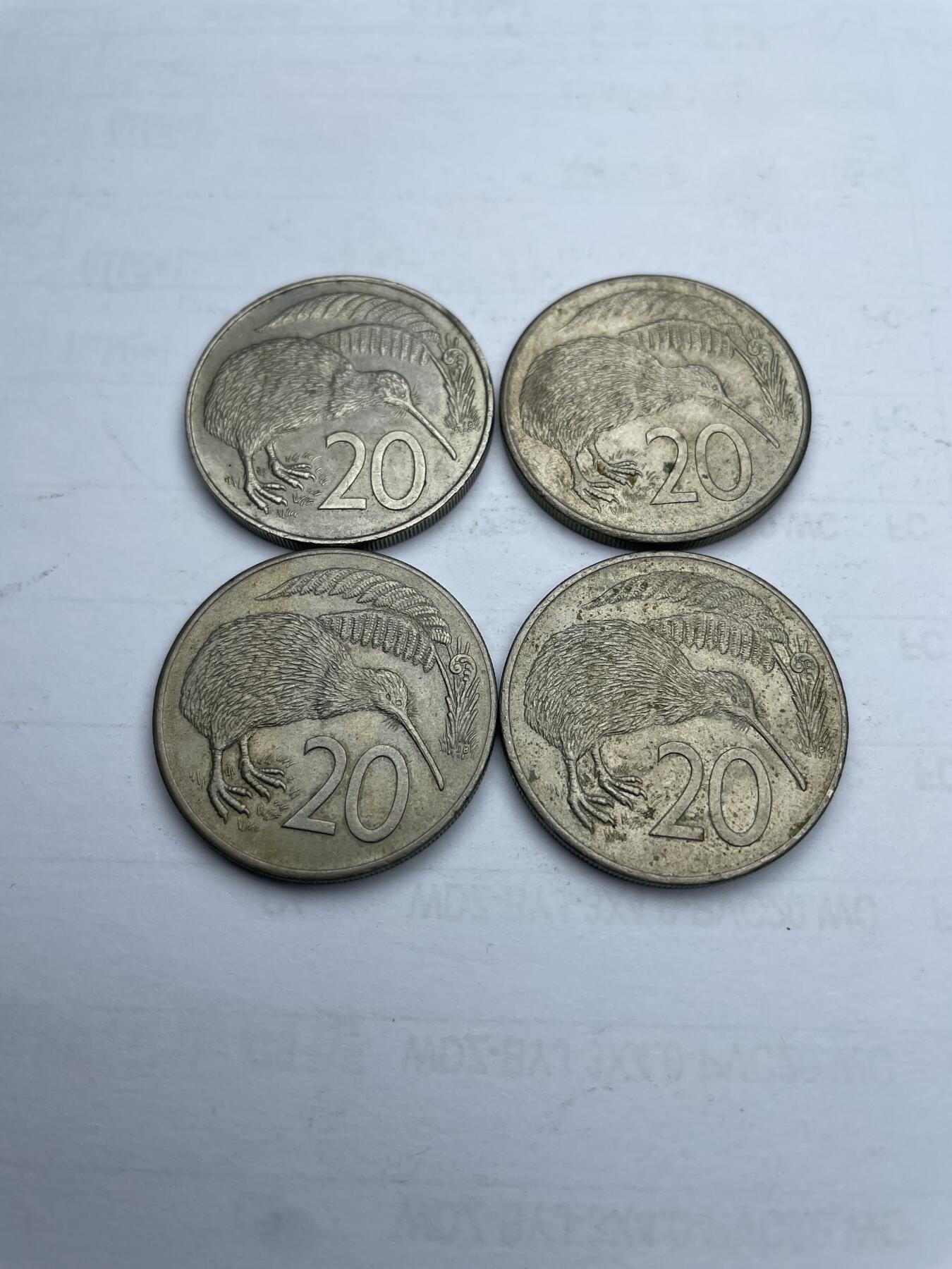 每日一拍，2024年集古藏今外币拍卖第十五期-第9场—（总第149拍），可以寄存60天，满160元包邮。 新西兰20分4枚