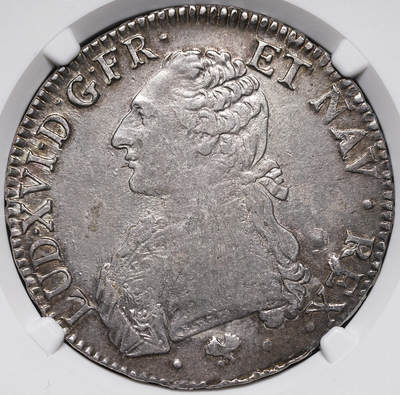 修遠堂世界钱币第四十一期 全场包邮 - NGC XF45 1776年法国1埃居大银币 路易十六 L厂铭