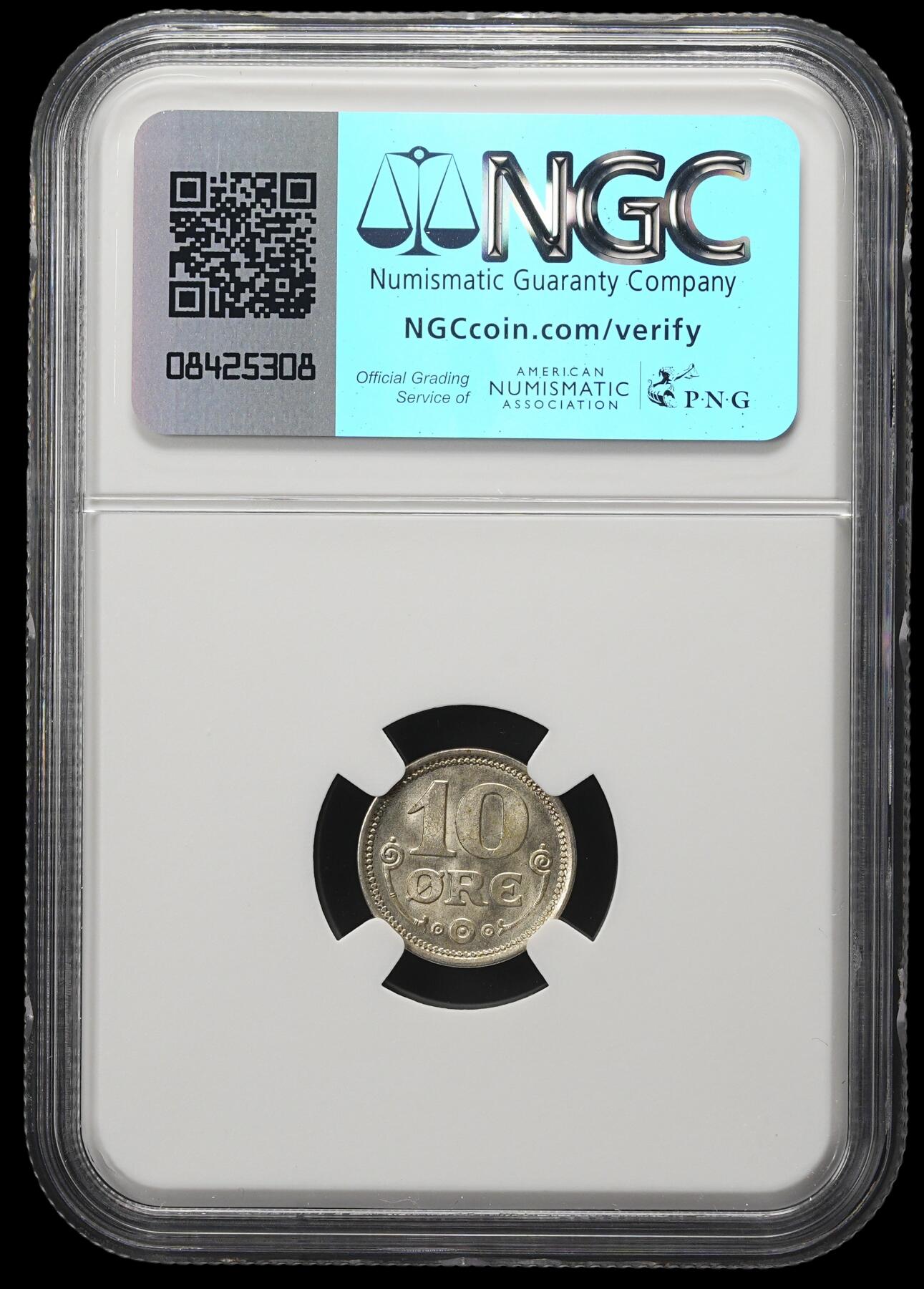 修遠堂世界钱币第四十一期 全场包邮 NGC MS66 1919年丹麦10欧尔银币 高分收藏级