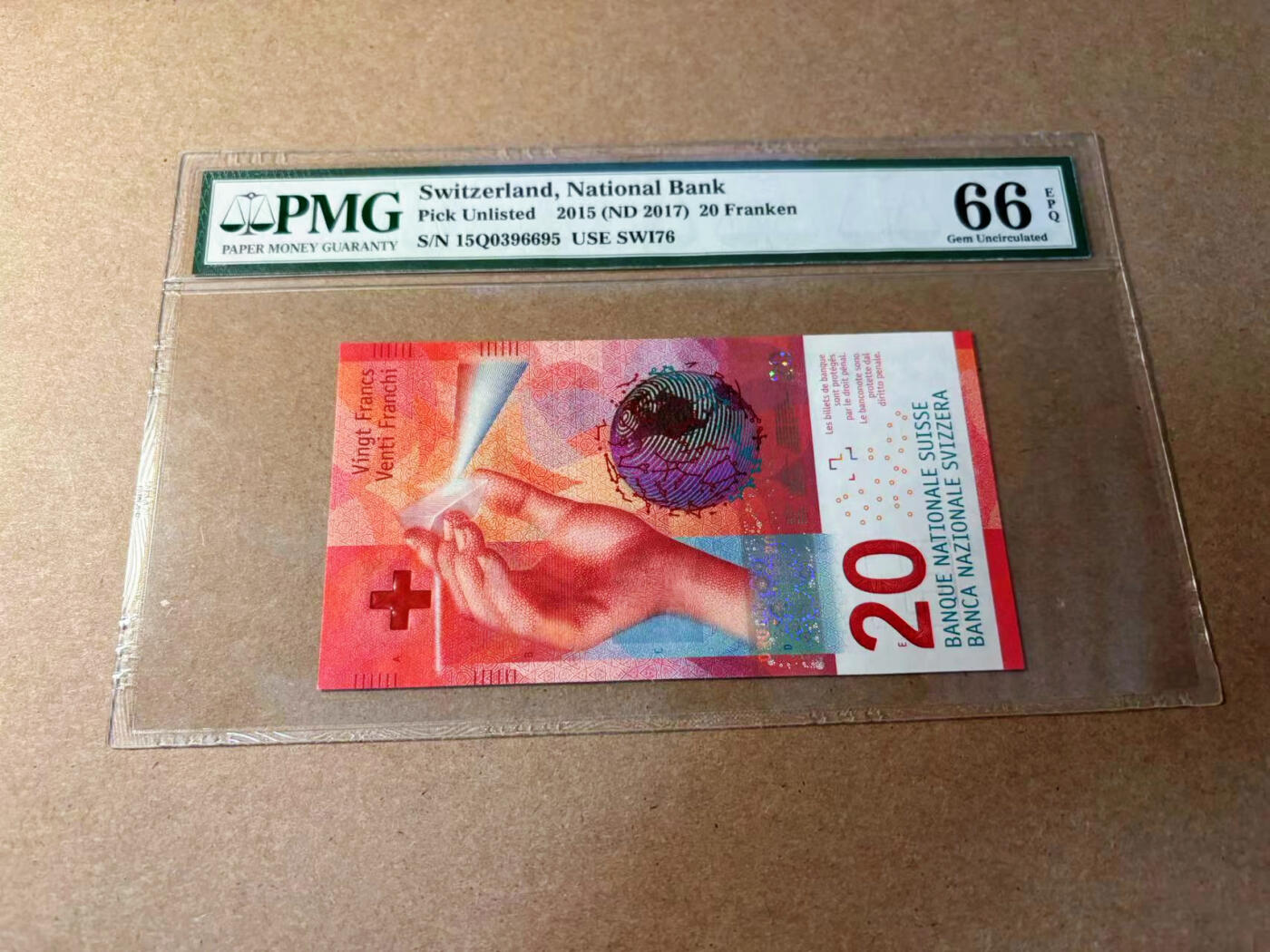 【Blue Auction】✨世界纸币精拍第552期【精】 【无47】瑞士 2015年20法郎 PMG66EPQ 