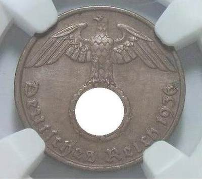 稀年 NGC MS62 德国第三帝国1936年G版1芬尼 难得原光 - 稀年 NGC MS62 德国第三帝国1936年G版1芬尼 难得原光