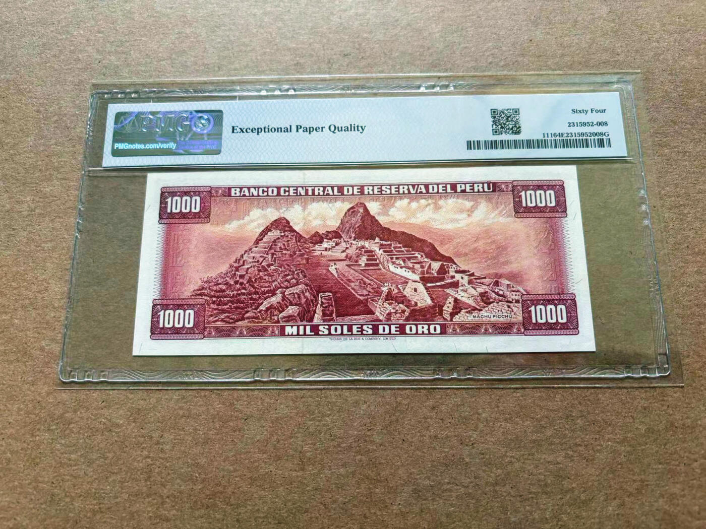 【Blue Auction】✨世界纸币精拍第552期【精】 秘鲁 1975年1000索尔 PMG64EPQ 背面古迹