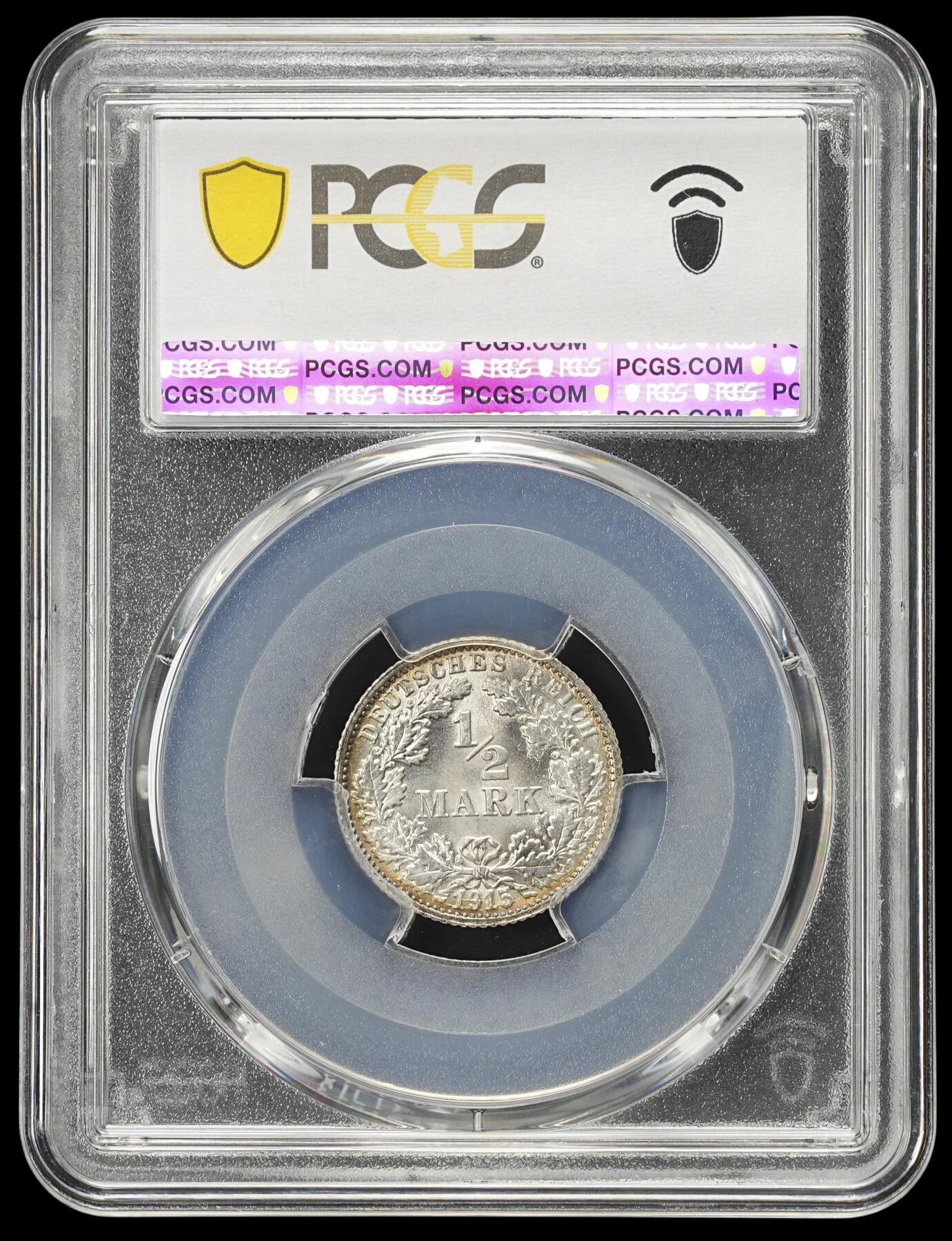修遠堂世界钱币第四十一期 全场包邮 PCGS MS68 1915年德国1/2马克银币 68分老币天花板级别分数 更有环彩加持 收藏级佳品