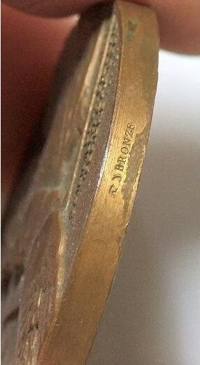 法国1900年前后 和平鸽高浮雕精制大铜章 40MM