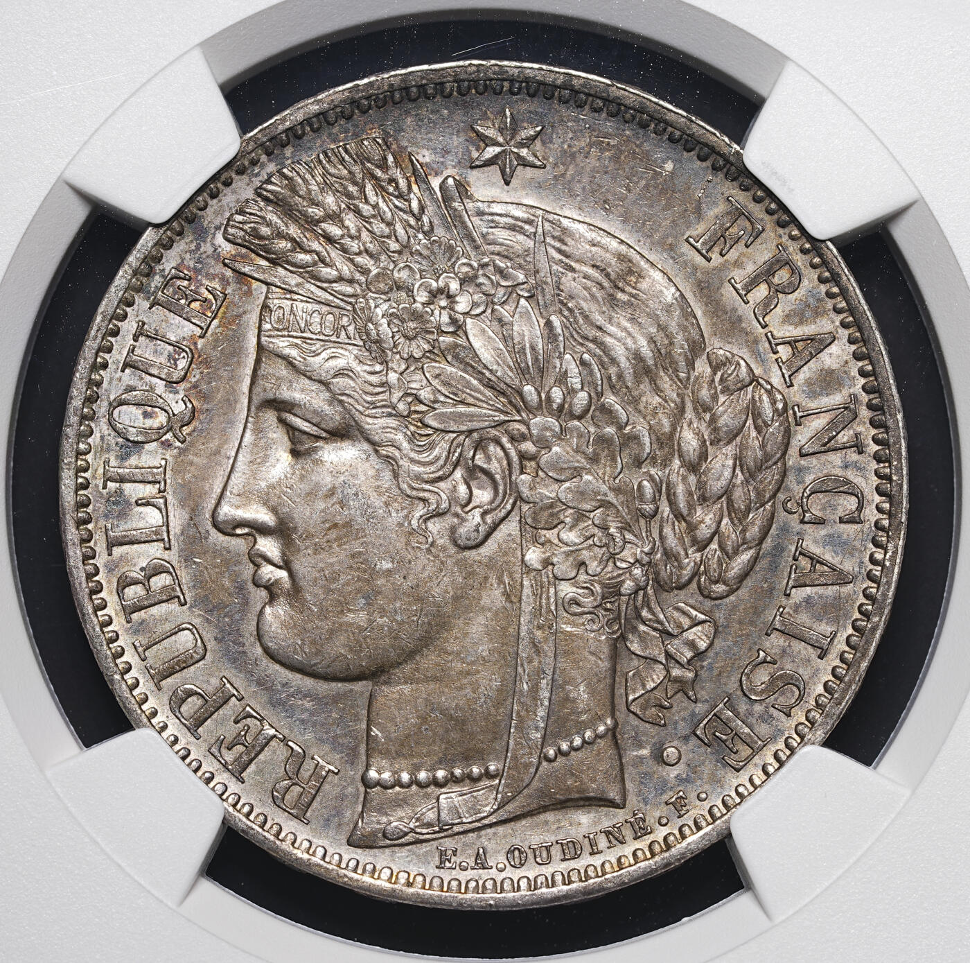 修遠堂世界钱币第四十一期 全场包邮 NGC AU58 1849年法国谷物女神5法郎大银币 A厂铭