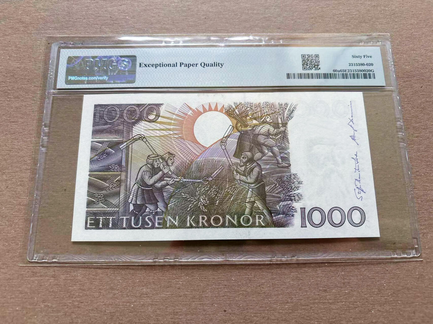 【Blue Auction】✨世界纸币精拍第552期【精】 【a版】瑞典 1989-92年1000克朗 大胡子 PMG65EPQ 
