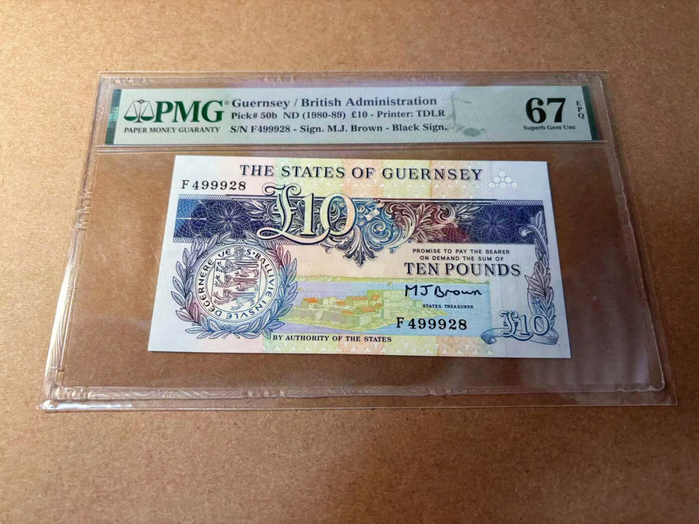 【Blue Auction】✨世界纸币精拍第552期【精】 根西 1980-89年10镑 PMG67EPQ 高分 背面大场景