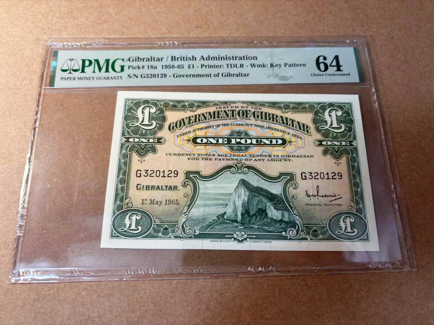 【Blue Auction】✨世界纸币精拍第552期【精】 【无47】直布罗陀 1965年1镑 PMG64
