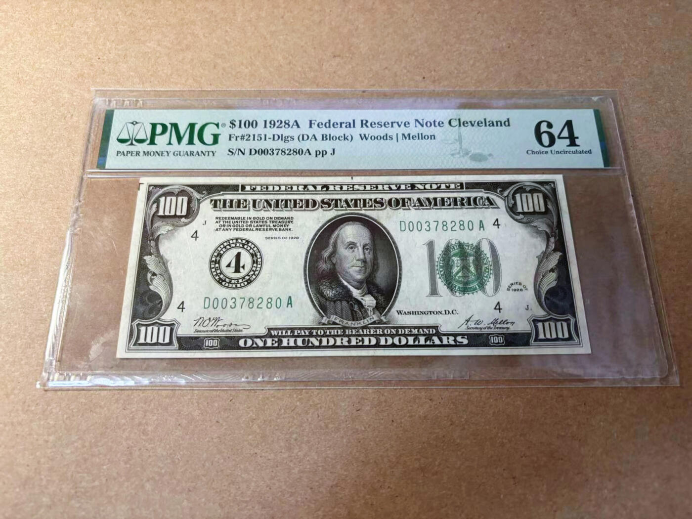 【Blue Auction】✨世界纸币精拍第552期【精】 美国 1928A 克利夫兰版 100美金 PMG64