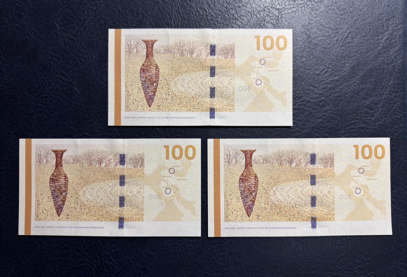 收藏联盟Quantum Auction 第380期拍卖  丹麦2015年100克朗三张 品相UNC 角有瑕疵